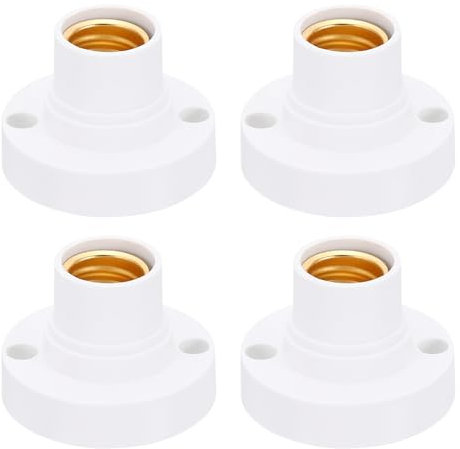 PATIKIL E14 Bases para Lámpara, 4pcs Zócalo de Bombilla Soporte para Bombilla LED Redondo Tornillo Base para Lámparas Reemplazo de Bases para Halógena CFL Luz Bombilla Lámpara, Blanco