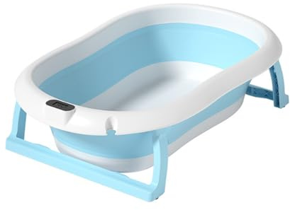 Baignoire Pliable Pour Bébé, Détection De Température En Temps Réel, Tapis De Bain Flottant, Résistance Aux Hautes Températures, Baignoire De Voyage Portable Antidérapante Pour Nouveau-né