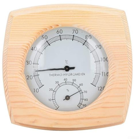 CNANRNANC Thermomètre hygromètre pour sauna, 140 mm, en bois, accessoire de sauna, hygromètre, thermomètre pour sauna