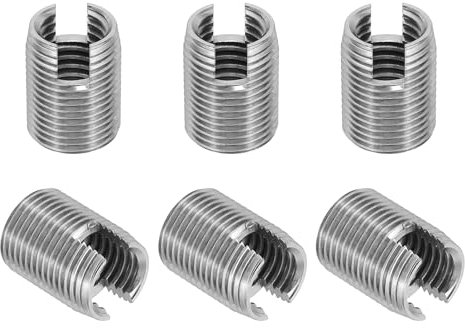 PATIKIL Insert Fileté Auto-Taraudeurs, 6 Pcs M14 x M18 x 24mm Acier Inoxydable 303 Filetage Adaptateur Réducteur Vis à Fente Inserts de Réparation Écrous Manchon