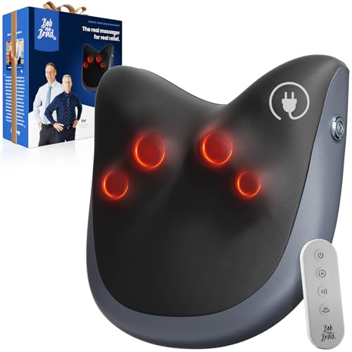 BOB AND BRAD Massaggiatore Schiena e Collo con Funzione Termica, Massaggiatore Cervicale Elettrico con Telecomando e 3 Intensità, Cuscino Massaggiante Spalle Lombari, Relax Casa Ufficio