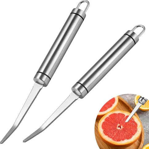 2 Pack Grapefruit Knife, Stainless Steel Grapefruit Cutter with Serrated Curved Grapefruit Peeler Peeling Tools for Kitchen Fruits Vegetables Grapefruit Oranges Kiwi Kitchen Peeling Tools
