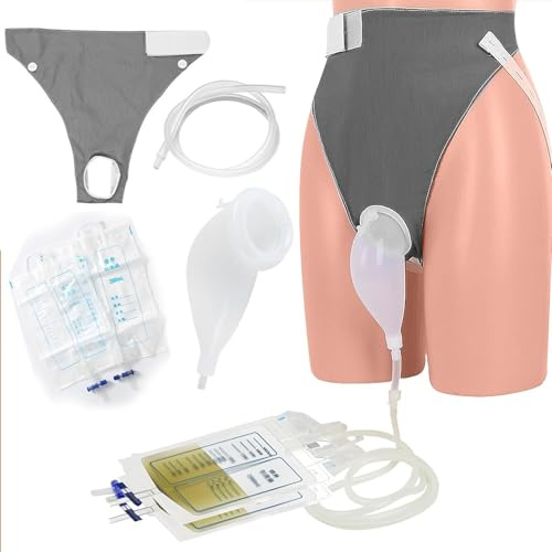 Set di sacchetti per urina da uomo, riutilizzabili, con 2 sacchetti per catetere urina, orinatoio indossabile per una comoda raccolta delle urine e prevenzione dell'incontinenza urinaria, 1000 ml e