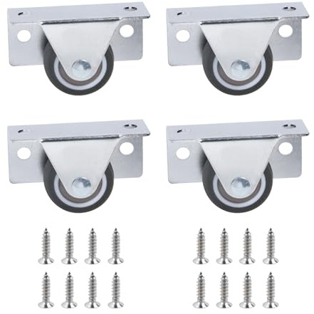 Crapyt 4 ruote a basso profilo da 3,8 cm, per armadietti, letti estraibili, mini rotelle laterali fisse per mobili, cassetti, contenitori portaoggetti sotto il letto