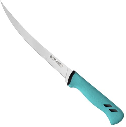 YOUSUNLONG Cuchillo para filetear pescado y deshuesar 245 mm - Hoja de acero con alto contenido en carbono para pescado, carne y aves - Diseño curvo flexible para deshuesar y cortar con precisión