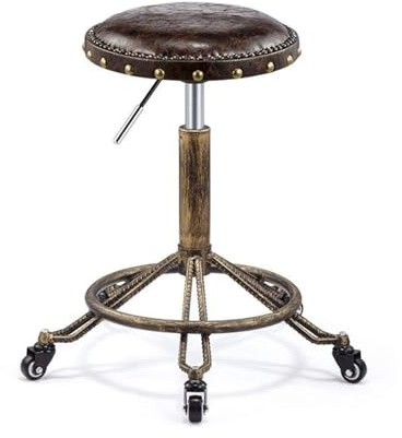Pall på hjul Rund stolshöjd Kompakt snurrpall Snurrpall(Bar Stools Set of 2 Brown)