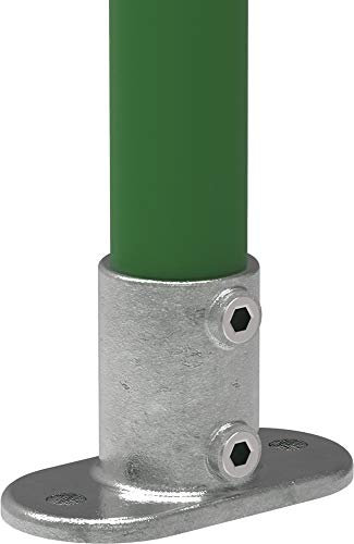Fenau | Boden-Flansch, oval, Ø 42,4 mm, Wand-Flansch, Decken-Flansch, Stütze, Temperguss galvanisiert, feuerverzinkt, inkl. Schrauben