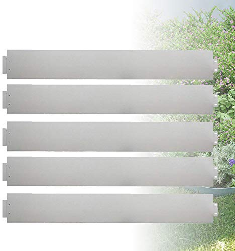 Froadp Silver Gräskant Metall Galvaniserad Klippkant en Del Längd 100cm Rotbarriär Trädgårdsbädd Rabattkant Palissadset Trädgårdskant för örter Grönsaksodling Blommig (10 Stycken, 18cm Höjd)