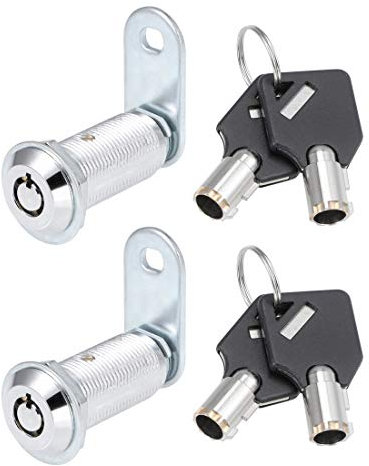 sourcing map Cerradura Tubular de La Leva de Acabado de Cromo de Aleación de Zinc de Cilindro con Llaves Diferentes Cilindro de 40 mm, diferente con llave, paquete de 2