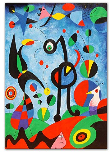 El jardín 1925 de Joan Miro Famoso lienzo abstracto pintura carteles impresiones cuadro de arte de pared, para la decoración de la pared de la sala de estar Sin marco (Size : 60X90cm Unframed)