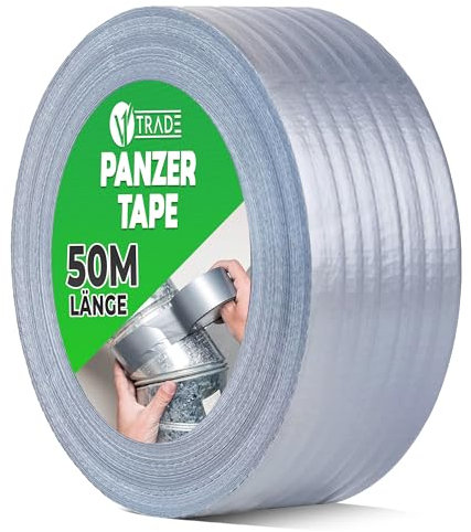 V1 TRADE Panzertape Silber 48mm x 50m - Panzerband extra stark wasserfest für innen und außen geeignet - Duct Tape mit einfacher Handhabung & rückstandsfrei entfernbar