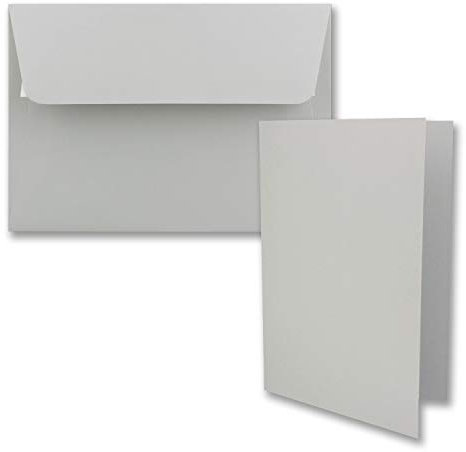 50x Faltkarten-Set DIN B6 12 x 17 cm in Hellgrau (Grau) mit Briefumschlägen DIN B6 Haftklebung - für Einladungen und Grußkarten zum Geburtstag oder Hochzeit