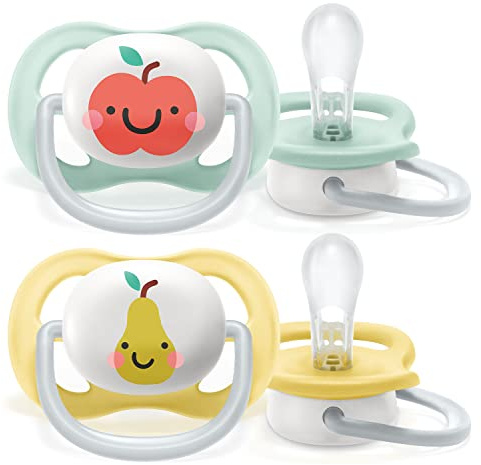 Philips Avent SCF080/17 Ultra Air Dummies 0-6 Months, Breathable, Orthodontic, BPA-Free, Double Pack, Apple/Pear