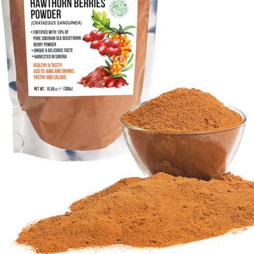 Sibirisches Weißdornmehl 300 g (10,58 oz) mit Sanddorn, Kräutertee, getrocknet, feines Pulver, Crataegus Sanguinea, Sibirien, Altai-Gebirge, Taiga