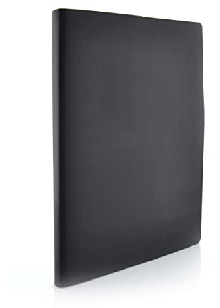 Carpeta de 30 Fundas Active - Ref. 193-NE- Portadas Flexibles con bolsillos interiores, Fundas Ultra Cristal – Incluye 40 Adhesivos indicadores– 100% Reciclable by Office Box. (30 Fundas - Negro)