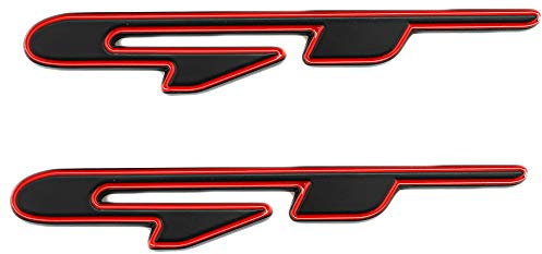 GT-Emblem, Metall, Chrom, Abzeichen für Auto, Kotflügel, Kofferraum, Deckel, kurzes Logo, SUV, Coupé, 3D-Aufkleber (schwarz), 2 Stück