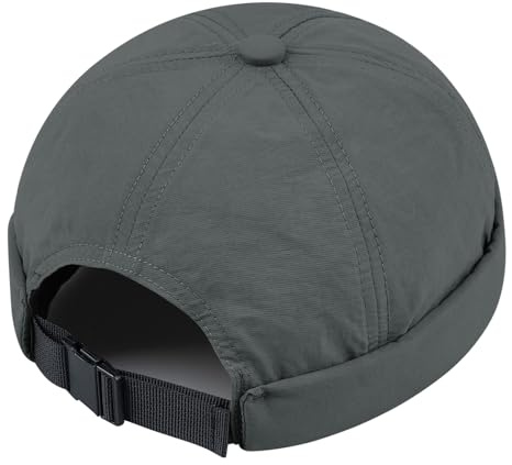 Clakllie Mens Docker Caps Quick Dry Brimless Hat Adjustable Work Hats Casual Fisherman Leon Hat Stylish Sailor Beanie Hat,CT81-Grey