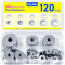 HOLMOL Washers 120 PCS, Flat Penny Washers, Stainless Steel Washer for Screws & Bolts with 5 Sizes M4 M5 M6 M8 M10, Flat Metal Washer Assorted