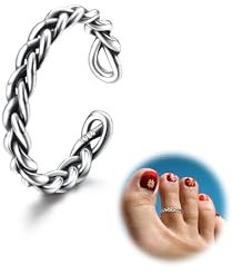 Kakonia Zehenring,925 Sterling Silber Zehenring für Frauen,Einstellbare Zehenring Strand Band Ring Nagelringe,Daisy Blume CZ Kreuz Opal Twist Knoten Zehenringe Manschette,Offene Fuß Schmuck-6