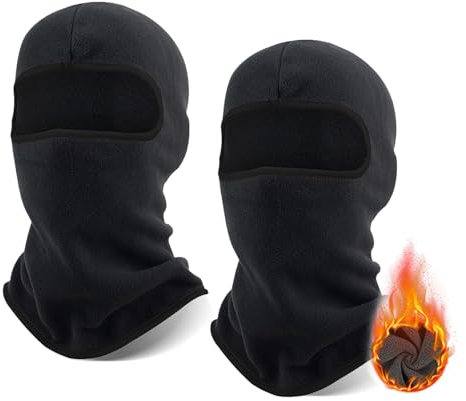 SEFIRST 2 Pièces Cagoule Moto Polaire Balaclava Hiver, Masque De Ski, Coupe-Vent Cagoule Multifonction, Chaud ＆ Couvre-Visage Respirant pour Homme Femme, Masque Cache-Cou pour la Cyclisme, Noir
