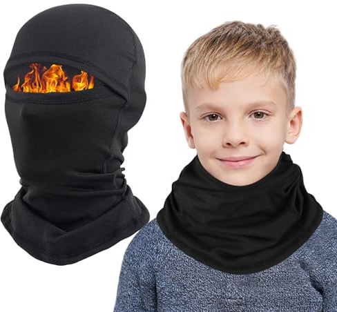 AYPOW Passamontagna Invernale in Pile Termico Bambini 4-10 Anni, Multifunzione Antivento Caldo Maschera da Sci Ciclismo, Berretti Cappello con Scaldacollo, per Ragazzi Ragazze Sport all'Aria Aperta