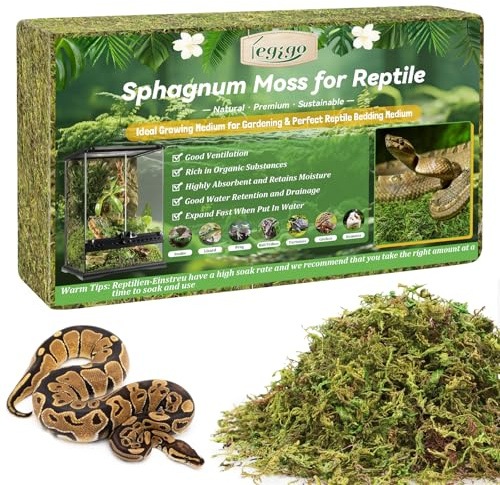 Legigo 14 OZ Sphagnum Moss for Reptile- 16 QT Natural Reptile Moss Terrarium Moss Substrate, Snake Tank Moss Peat Moss Reptile Bedding for Snake, Gecko, Ball Python, Frog and Orchids Plants