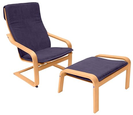 Armchair Replacement Cover for Poang & Pello Chairs | Durable Non-Woven Seat Pad Cover with Footrest | Rocking & Recliner Chair Cushion Slipcover (Purple)