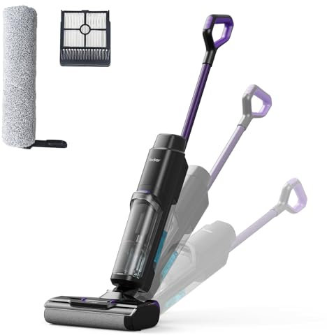 Redkey W15 Aspirador Vertical Fregona Sin Cable Agua, Aspirador Barredor 3 en 1, Potente Absorción de Agua y Polvo, Placa Única de 6mm, 35min Larga Autonomía, Pantalla LED, Limpieza Automática