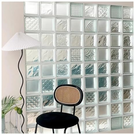Bloque de Vidrio Transparente, ladrillo de Vidrio Macizo Rectangular de Alta Transparencia, Utilizado en la construcción como tabiques, luminarias y mesas (Clear-I, 5 Unidades)