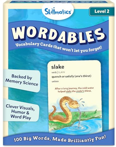 Skillmatics Vocabulary Flash Cards for Kids - Learn 100 Words with Wordplay, Visuals & Soundplay, Educational Gift for Ages 10, 11, 12, & Up, Screen-Free Language Game