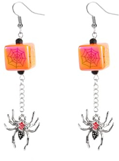 YIQPKUM Roliga spindelnät spindelnät örhängen halloween för kvinnor skrämmande kristall djur smycken tillbehör gåva charm, M, Rostfritt stål, Ingen ädelsten