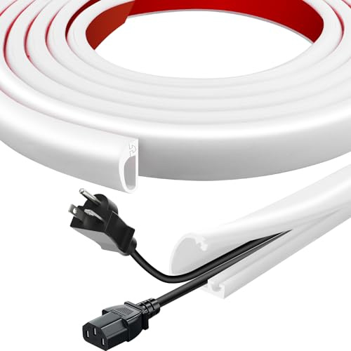 Goulotte Passe Câbles Autoadhésive en Silicone avec Fermeture à Clip, Cache-Câble Demi-Rond pour Mur et Sol, Flexible et Ignifuge pour Cacher Les Fils TV, Bureau et Extérieur