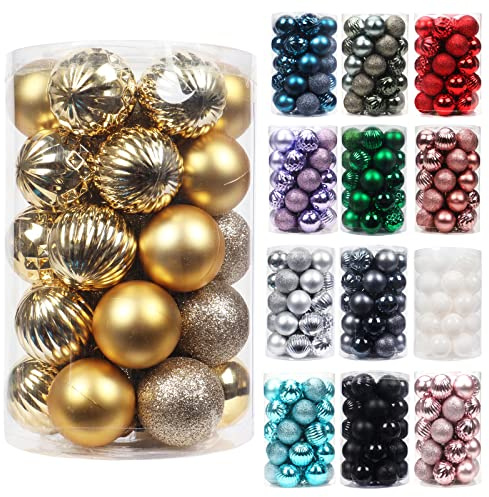 34 Pezzi Palle di Natale 4cm 6cm Palline di Natale Addobbi Albero di Natale decorazioni natalizie Palline Albero Natale (D'oro, 4cm)