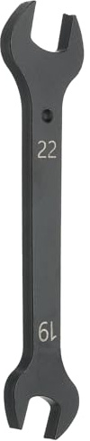 sourcing map Chiave a doppia estremità aperta, spessa, 19 mm x 22 mm, in acciaio al carbonio, misura standard, per riparazioni di routine e manutenzione domestica, colore nero