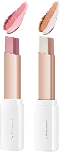 GXGM 2 piezas de lápices de sombras de ojos, barra de sombras de ojos de doble color 2 en 1 en crema a prueba de agua de 2 colores, brillante de larga duración (B)