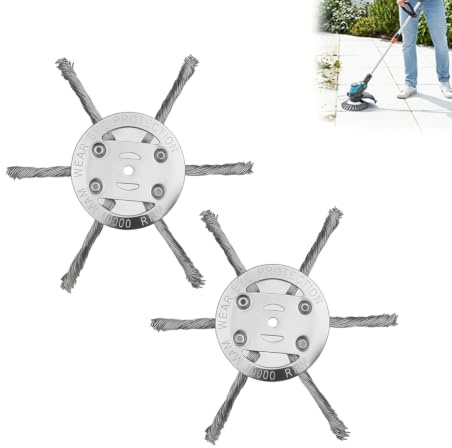 Tête Débroussailleuse Fil Acier 2 Pièces, Brosse Débroussailleuse Universelle 150 mm, Tête de Désherbage en Acier avec Alésage 25,4 mm, Accessoire Coupe Herbe pour Jardin Pelouse Allée