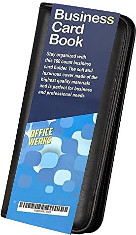 Office Werks Professional Business Card Book Holder Organizer with Black Padded PU Leather Cover, Holds 160 Business Cards, Gift Card Book Holder, Credit Cards Booklet (Black) by Ring Binder Depot