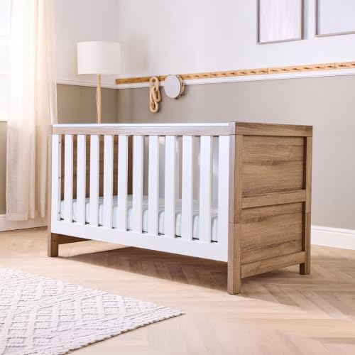 Tutti Bambini Modena 3-in-1 Convertible Cot Bed - Oak & White 140x70cm
