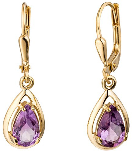 Jobo Damen-Ohrhänger aus 8 Karat 333 Gold mit Amethyst Tropfen