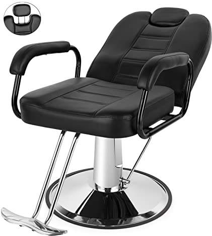 Artist hand Barbers Chairs, Heavy Duty Hydraulic Reclining Salon Chair Spa Furniture Reclining Extra Wider Seat Beauty Hair Salon Equipment(Black)