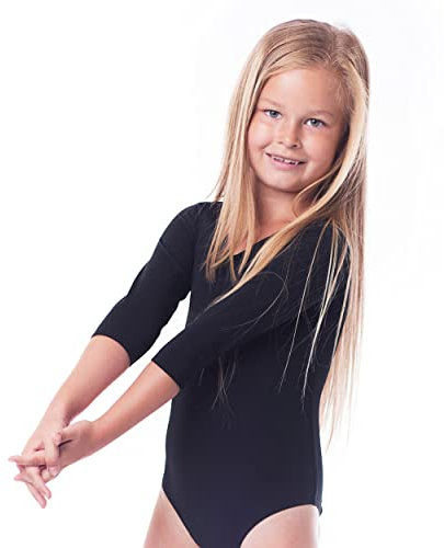 Assoluta Mädchen Body 3/4 Arm Ballett Trikot 140 schwarz
