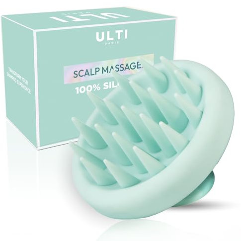 Ulti Paris Massagebürste aus 100 % weichem Silikon, rund, stimuliert das Wachstum der Haare, stimulierende Bürste für die Kopfhaut und Kopfmassage