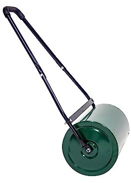 Garden Lawn Roller for Grass Galvanised Steel Water or Sand Fill 30L 38L 48L Metal Heavy Duty with Padded Handle Push or Pull (30L)