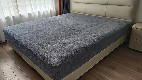 John Aird Teddy Fleece Fitted Bed Sheet Sort Warm Fluffy Thermal Bedding (Grey, King)