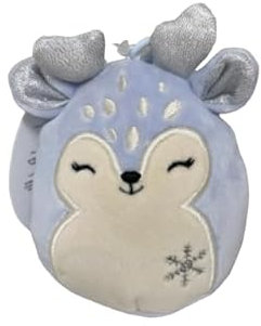 Squishmallows Official KellyToy Christmas 2023 Holiday Clip-on 3.5-inch Plush (Farryn Fawn Reindeer)