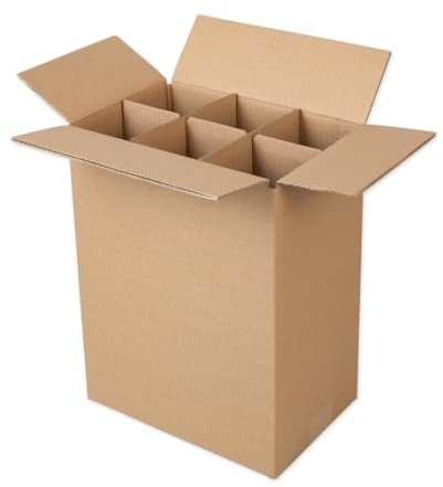 Paxit - Kartons Versand für 6 Wein Flaschen 30 Stück, Klappenbox mit Gitter, Flaschenversandkarton, Weinflaschen Verpackung, Sicheres und Solide Verpackung Weinflasche, Wein Versandkarton