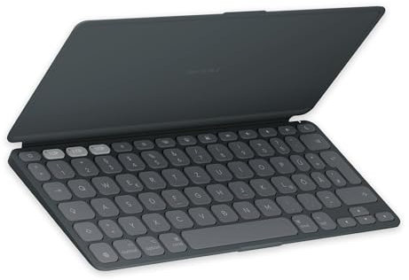 Logitech Keys-To-Go 2, mobile kabellose Tastatur für iPad mit integriertem Schutzcover, schlanke und kompakte, für iPad, iPhone, Mac und Apple TV, einfacher Gerätewechsel, DEU QWERTZ-Layout - Grau