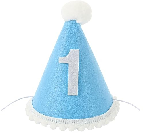Blue First Birthday Hat for - One Year Old Party Headband - Felt Crown Cap for 's First Birthday Non Woven Hairband for Children's Birthday Makeup Headband for 1st
