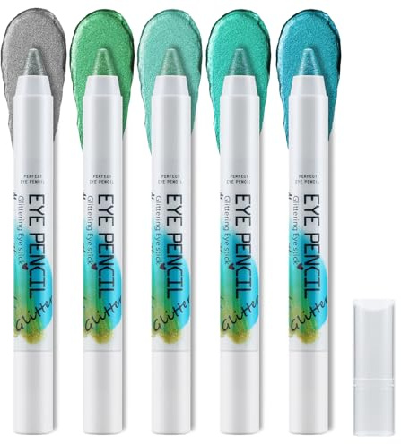 Apooliy 5 Colores Sombra de Ojos Stick Set, Metallic Shimmer Crema Sombra de ojos, lápiz rightener, a prueba de agua y de larga duración Sombra de ojos Pen