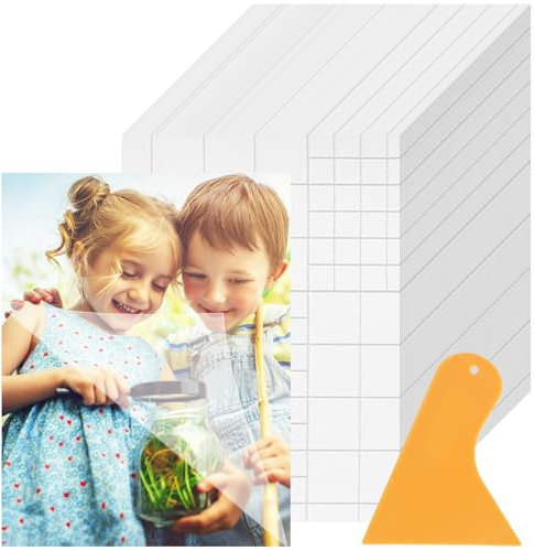 RISF 60 Stück Laminierfolien A6, Transparent Laminierfolien Set mit Kleinem Schaber, Selbstklebende Wasserdichte Kaltlaminierfolie Ultraschallbilder für Versiegelte Foto Karte Unterlagen Visitenkarten